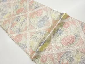 佐賀錦襷に花輪模様織出し袋帯